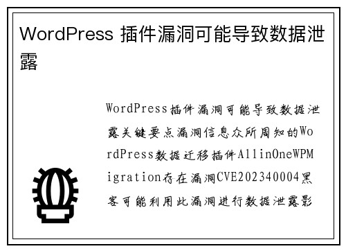 WordPress 插件漏洞可能导致数据泄露 